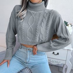 Cropped Strickpullover mit Rollkragen – Streetstyle Edition
