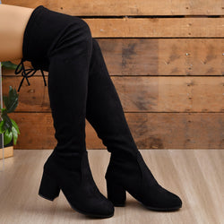 Kniehohe Damen-Stretchstiefel mit Absatz – Eleganter Slim-Fit Look