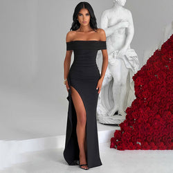 Elegantes Damenkleid in Unifarben mit Schlitz – Ärmellos & Figurbetont