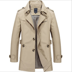 Men's Mid-Length Cotton Washed Plus Size Jacket