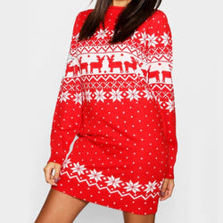 Printed Crew Neck Dress