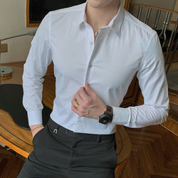 Men's shirt plus fat to increase casual long sleeves