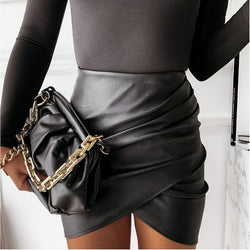Autumn And winter Irregular PU Leather Half Skirt