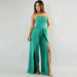 Hollow Long Jumpsuit Women – Zipper • Fitted • Split • Wide Leg