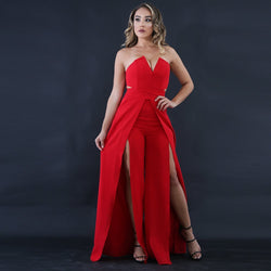 Hollow Long Jumpsuit Women – Zipper • Fitted • Split • Wide Leg