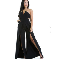 Hollow Long Jumpsuit Women – Zipper • Fitted • Split • Wide Leg