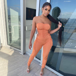 Women Autumn Summer Strapless Hollow Out Jumpsuit – Sexy & Elegant