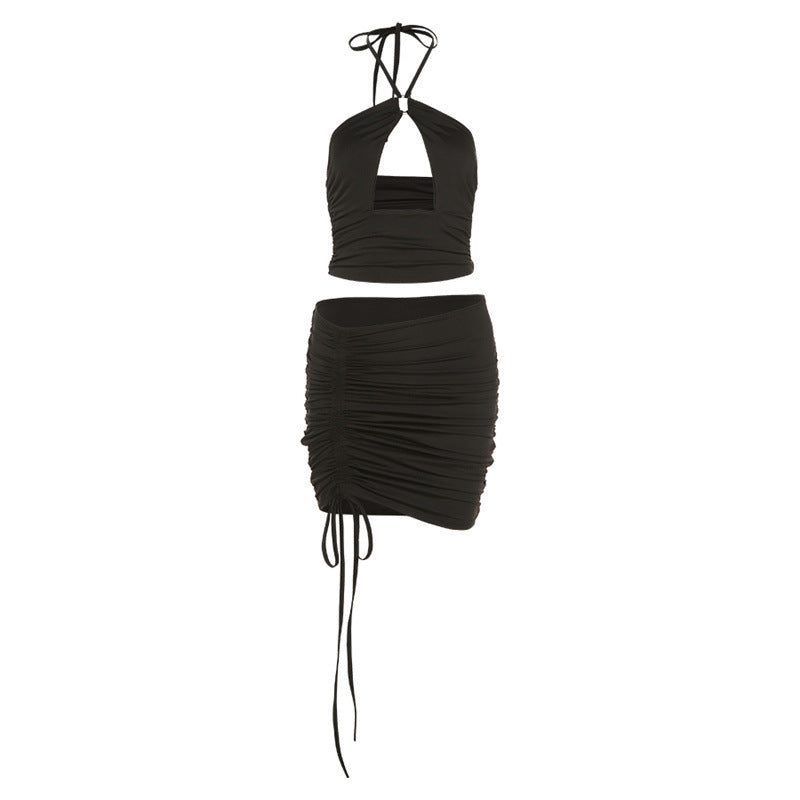 Zweiteiliges Set für Damen – Hohles Halfter-Top &amp; Minirock | Sexy Streetstyle Outfit