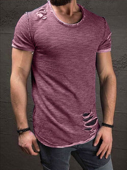 Europe And The United States Short-sleeved T-shirt With Holes 5 Colors 7 Yards