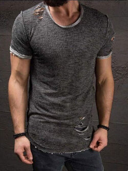 Europe And The United States Short-sleeved T-shirt With Holes 5 Colors 7 Yards