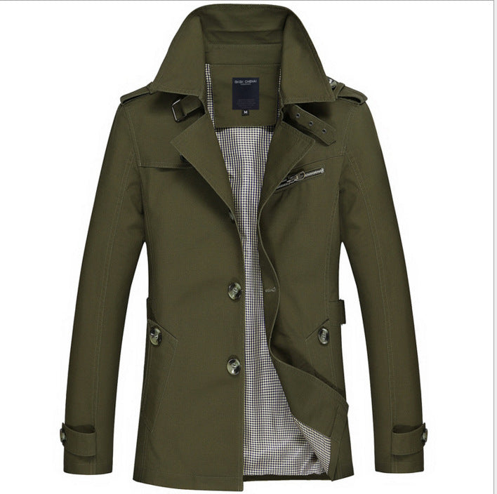 Men's Mid-Length Cotton Washed Plus Size Jacket