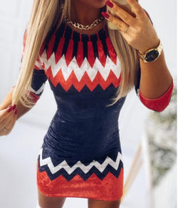 Digital Positioning Printing Long Sleeve Slim Fit Skirt