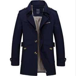 Men's Mid-Length Cotton Washed Plus Size Jacket