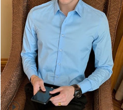 Men's shirt plus fat to increase casual long sleeves