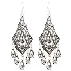Hollow Flower Drop Tassel Earrings