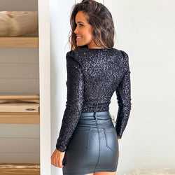 Sequined Jumpsuit – Glitzernder Triangle-Overall mit High-Waist