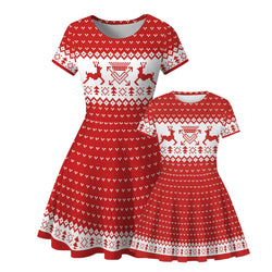 Christmas Elk Digital Print Parent-child Suit Short-sleeved Dress