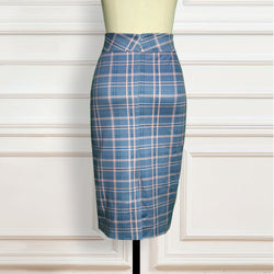 High Waist Plaid Pencil Skirt – Retro, Elegant & Stretch