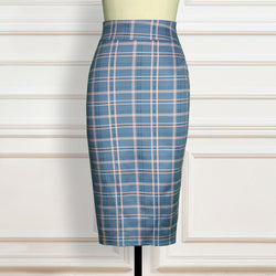 High Waist Plaid Pencil Skirt – Retro, Elegant & Stretch