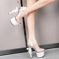 Muffin Sandals – Transparent Super High Heels mit Glitzer-Details