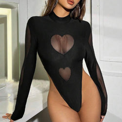 Love Mesh Jumpsuit für Damen – Sexy Schwarzer Netz-Overall
