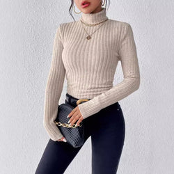 V-Ausschnitt Pullover mit Strukturstreifen – Eleganter Strickstyle