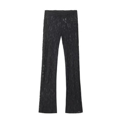 2-teiliges Damen-Set: Spitzen-Oberteil &amp; Hose – Black Cut-Out Suit