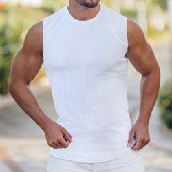 Knitted Vertical Stripes Fitness Sports Slim-fitting Vest