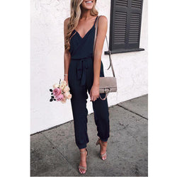 Women Solid Color Suspender Belt Jumpsuit – Elegant & Modern Look