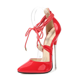 Lace High Heels – Elegante Spitzschuh-Pumps mit Kreuzschnürung