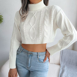 Cropped Strickpullover mit Rollkragen – Streetstyle Edition