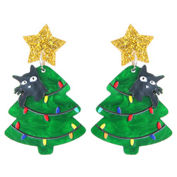 Christmas Tree Kitty Creative Christmas Acrylic Earrings