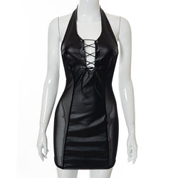 Mesh-Panel PU Kleid – Sexy & Figurbetont