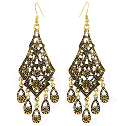Hollow Flower Drop Tassel Earrings