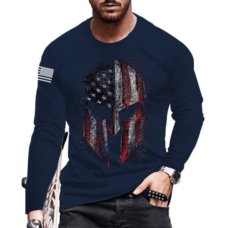 Long Sleeve Round Neck Loose Print Pullover Jacket T-shirt