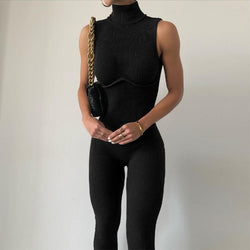 Ärmelloser High-Neck Yoga Jumpsuit für Damen – Sportlich &amp; Stylisch