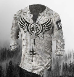Men's Casual V-neck Long-sleeved T-shirt