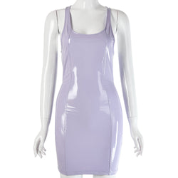Sexy PU-Lederkleid mit Trägern und Rundhalsausschnitt