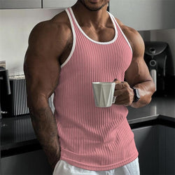 Knitted Vertical Stripes Fitness Sports Slim-fitting Vest