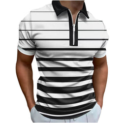 European And American Men's 3D Digital Printing Zipper Polo Shirt Plus Size