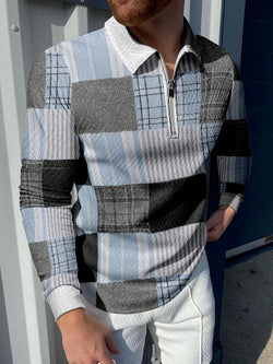 New Chain Print Polo Shirt Casual Plus Size Short Sleeves