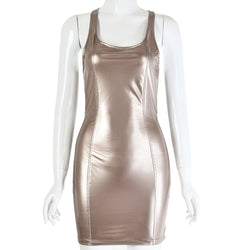 Sexy PU-Lederkleid mit Trägern und Rundhalsausschnitt