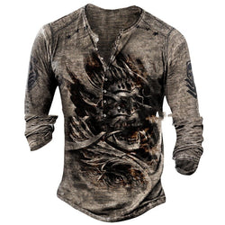 European And American New Fashion Casual Printing Long-sleeved T-shirt Men