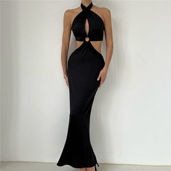 Sexy Langkleid für Damen mit Neckholder und Rückenausschnitt