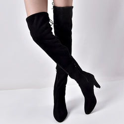 Elegante Overknee-Stretchstiefel mit Blockabsatz – Stil trifft Komfort