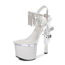 Muffin Sandals – Transparent Super High Heels mit Glitzer-Details