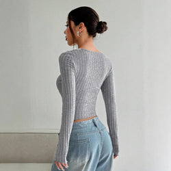 Cropped Langarmshirt mit Strukturstreifen – Modern Street Edition