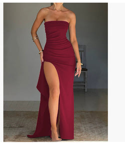 Elegantes Damenkleid in Unifarben mit Schlitz – Ärmellos & Figurbetont