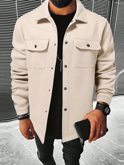 Autumn Plaid Digital Printing Men's Lapel Casual Shirt Jacket Coat