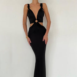 Sexy Langkleid für Damen mit Neckholder und Rückenausschnitt